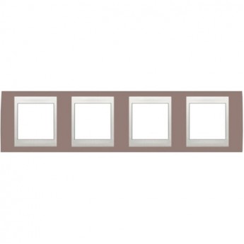 4-постовая рамка SCHNEIDER ELECTRIC UNICA ХАМЕЛЕОН, горизонтальная, белый/коричневый