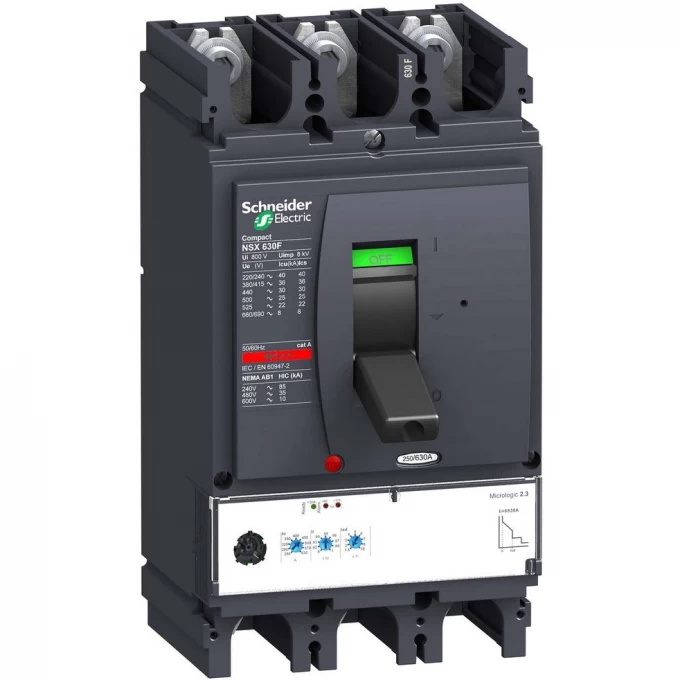 Автоматический выключатель 3P SCHNEIDER ELECTRIC COMPACT NSX MICROLOGIC 2.3 630A NSX630F LV432876 Автоматический выключатель 3P SCHNEIDER ELECTRIC COMPACT NSX MICROLOGIC 2.3 630A NSX630F LV432876