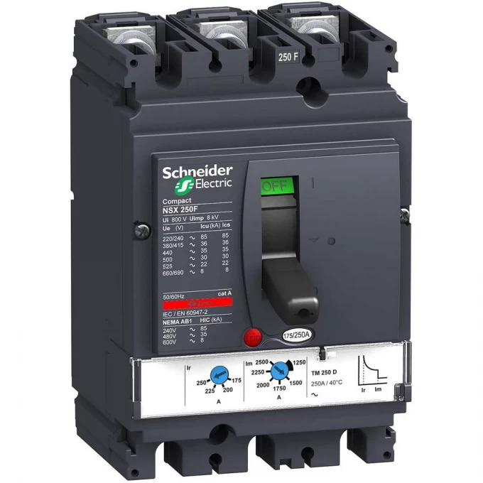 Автоматический выключатель 3П3Т SCHNEIDER ELECTRIC COMPACT TM200D NSX250F LV431631 Автоматический выключатель 3П3Т SCHNEIDER ELECTRIC COMPACT TM200D NSX250F LV431631