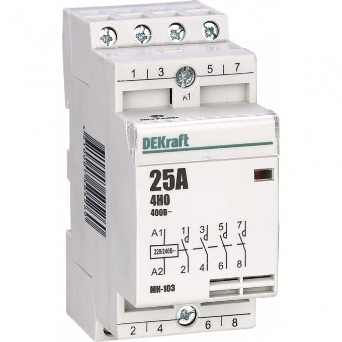 Модульный контактор DEKRAFT 4НО 20А 230В МК-103 18060DEK Модульный контактор DEKRAFT 4НО 20А 230В МК-103 18060DEK