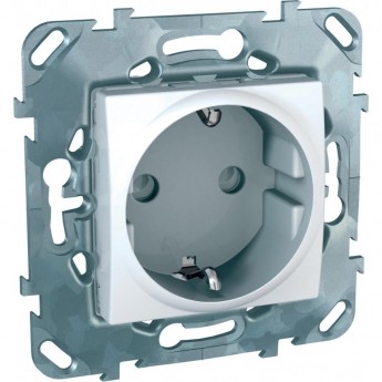 Розетка SCHNEIDER ELECTRIC UNICA с заземлением, со шторками, 16 А, 250 В, белый
