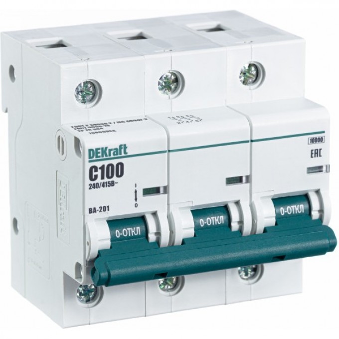 Автоматический выключатель SCHNEIDER ELECTRIC DEKRAFT 3Р 100А х-ка С ВА-201 10кА 13009DEK