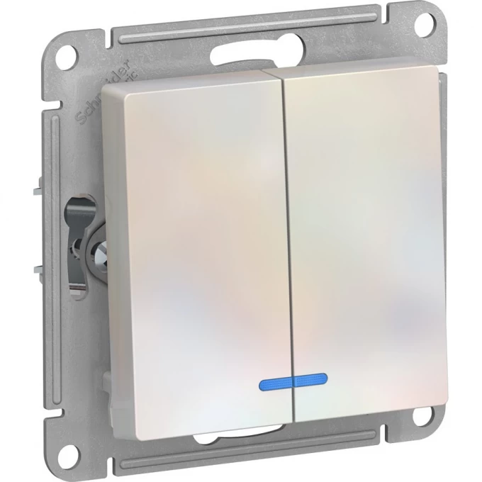 2-клавишный выключатель SCHNEIDER ELECTRIC ATLASDESIGN с подсветкой, ЖЕМЧУГ ATN000453 2-клавишный выключатель SCHNEIDER ELECTRIC ATLASDESIGN с подсветкой, ЖЕМЧУГ ATN000453