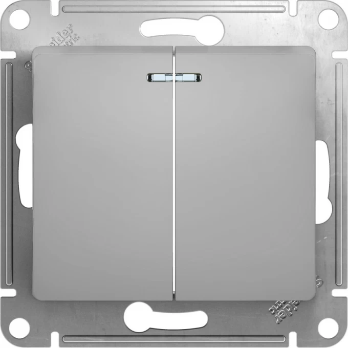 2-клавишный выключатель SCHNEIDER ELECTRIC GLOSSA с подсветкой, сх.5а, 10АХ, механизм, АЛЮМИНИЙ GSL000353 2-клавишный выключатель SCHNEIDER ELECTRIC GLOSSA с подсветкой, сх.5а, 10АХ, механизм, АЛЮМИНИЙ GSL000353