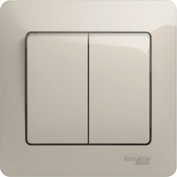 2-клавишный выключатель SCHNEIDER ELECTRIC GLOSSA, сх.5, 10АХ, в сборе, МОЛОЧНЫЙ