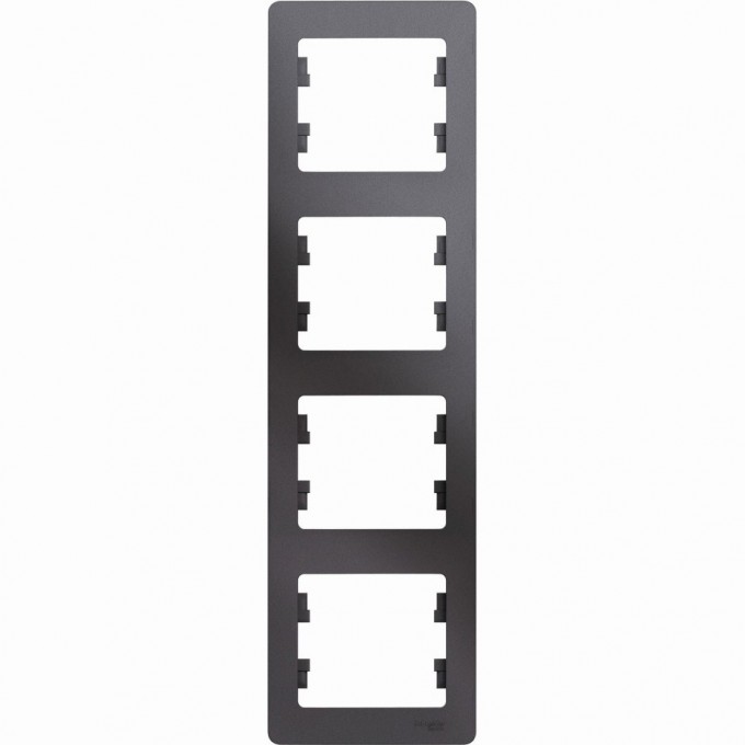 4-постовая рамка SCHNEIDER ELECTRIC GLOSSA, вертикальная, ГРАФИТ GSL001308 4-постовая рамка SCHNEIDER ELECTRIC GLOSSA, вертикальная, ГРАФИТ GSL001308