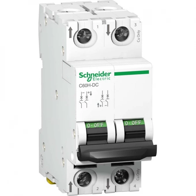 Автоматический выключатель SCHNEIDER ELECTRIC ACTI 9 C60H-DC 2П 6А C 500В DC A9N61526 Автоматический выключатель SCHNEIDER ELECTRIC ACTI 9 C60H-DC 2П 6А C 500В DC A9N61526