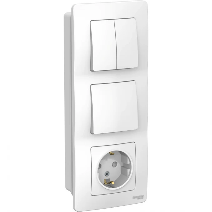 Блок SCHNEIDER ELECTRIC BLANCAК: розетка з/к шт 16А, 250В + выключатель 1-кл. + выключатель 2-кл. БЕЛЫЙ BLNBS101201 Блок SCHNEIDER ELECTRIC BLANCAК: розетка з/к шт 16А, 250В + выключатель 1-кл. + выключатель 2-кл. БЕЛЫЙ BLNBS101201
