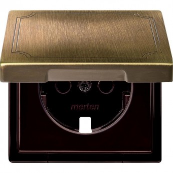 Центральная плата SCHNEIDER ELECTRIC MERTEN с крышкой, с з/ш, для механизма розетки, АНТИЧНАЯ ЛАТУНЬ, QF SD