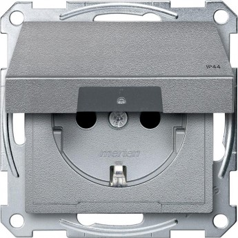 Механизм розетки SCHNEIDER ELECTRIC MERTEN с крышкой з/шт IP44, АЛЮМИНИЙ, QF SM