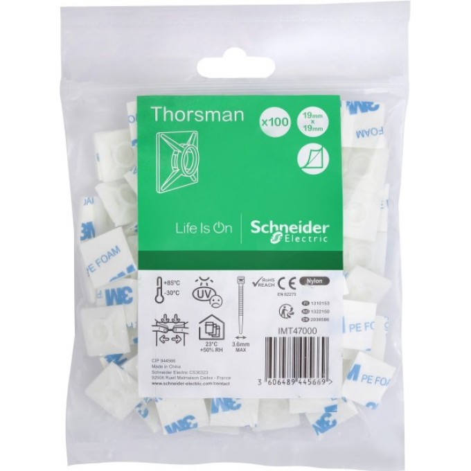 Площадка для кабельных стяжек SCHNEIDER ELECTRIC THORSMAN до 3,6мм IMT47000 Площадка для кабельных стяжек SCHNEIDER ELECTRIC THORSMAN до 3,6мм IMT47000
