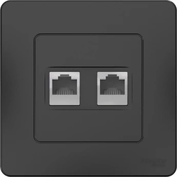 Розетка двойная компьютерная SCHNEIDER ELECTRIC BLANCA с/у, RJ45, кат.5E, антрацит