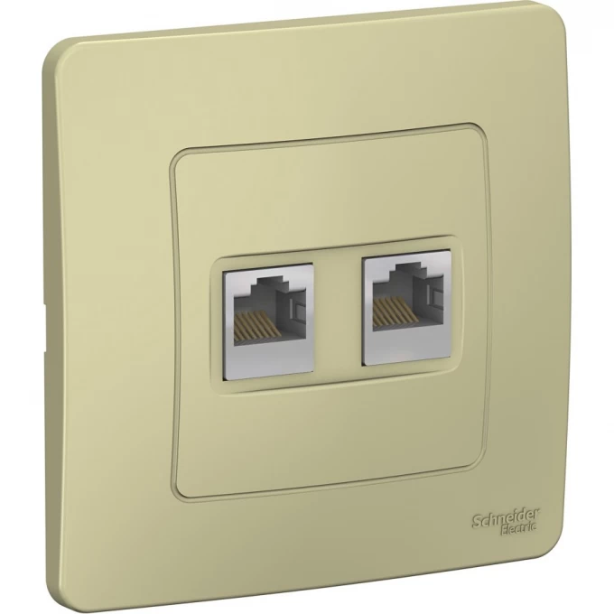 Розетка двойная компьютерная SCHNEIDER ELECTRIC BLANCA с/у, RJ45, кат.5E, бежевый BLNIS045457 Розетка двойная компьютерная SCHNEIDER ELECTRIC BLANCA с/у, RJ45, кат.5E, бежевый BLNIS045457