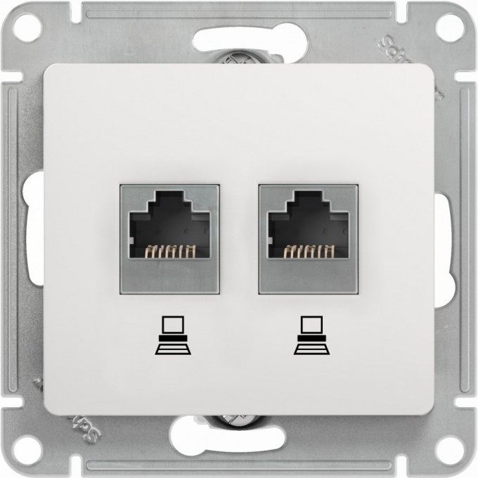 Розетка двойная компьютерная SCHNEIDER ELECTRIC GLOSSA RJ45+RJ45, кат.5E, механизм, белый GSL000185KK Розетка двойная компьютерная SCHNEIDER ELECTRIC GLOSSA RJ45+RJ45, кат.5E, механизм, белый GSL000185KK