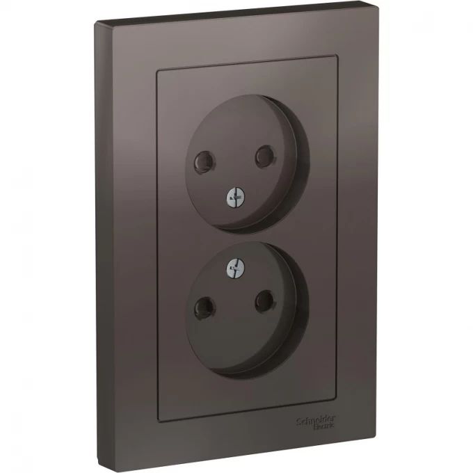Розетка двойная SCHNEIDER ELECTRIC ATLASDESIGN без заземления, со шторками, в сборе, мокко ATN000622 Розетка двойная SCHNEIDER ELECTRIC ATLASDESIGN без заземления, со шторками, в сборе, мокко ATN000622