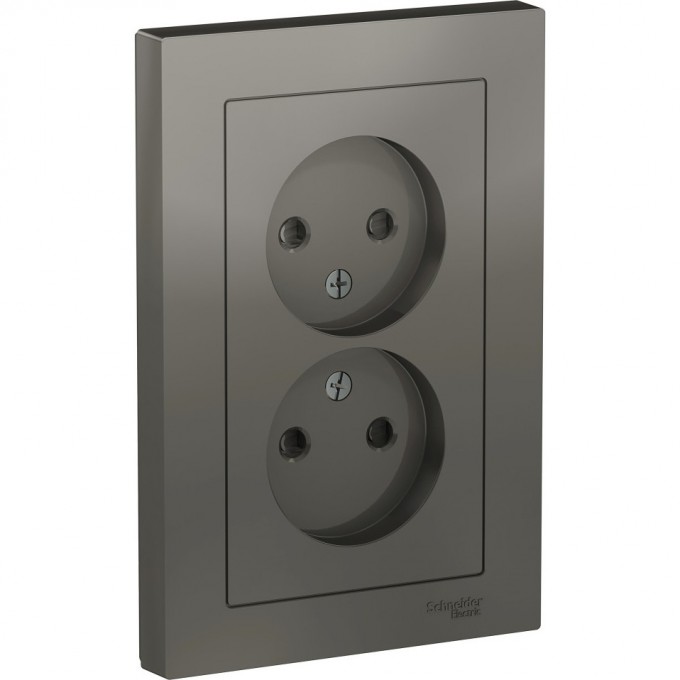 Розетка двойная SCHNEIDER ELECTRIC ATLASDESIGN без заземления, со шторками, в сборе, сталь ATN000922 Розетка двойная SCHNEIDER ELECTRIC ATLASDESIGN без заземления, со шторками, в сборе, сталь ATN000922