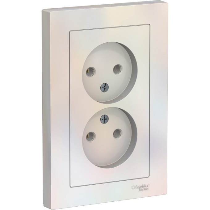 Розетка двойная SCHNEIDER ELECTRIC ATLASDESIGN без заземления, в сборе, жемчуг ATN000420 Розетка двойная SCHNEIDER ELECTRIC ATLASDESIGN без заземления, в сборе, жемчуг ATN000420