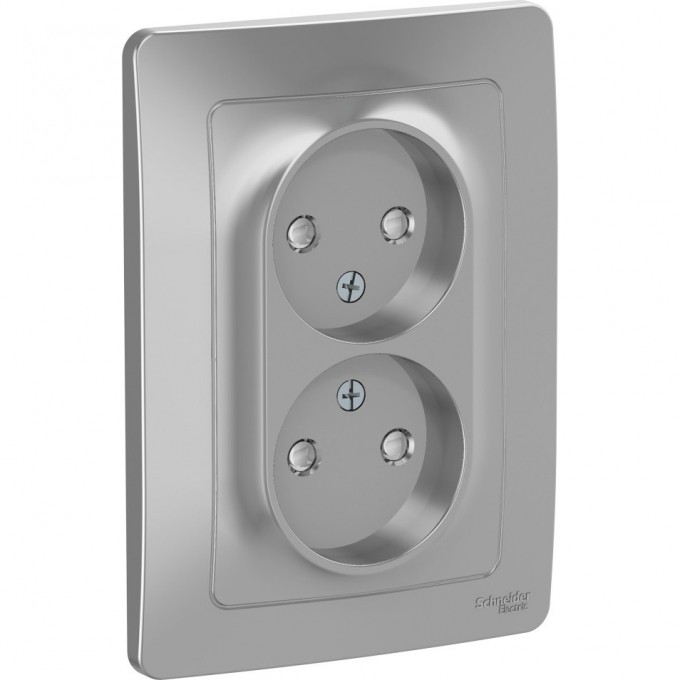 Розетка двойная SCHNEIDER ELECTRIC BLANCA с/у без заземления, со шторками, 16А, 250В, алюминий BLNRS000123 Розетка двойная SCHNEIDER ELECTRIC BLANCA с/у без заземления, со шторками, 16А, 250В, алюминий BLNRS000123