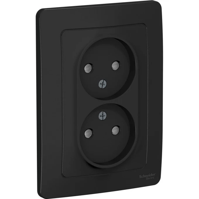 Розетка двойная SCHNEIDER ELECTRIC BLANCA с/у без заземления, со шторками, 16А, 250В, антрацит BLNRS000126 Розетка двойная SCHNEIDER ELECTRIC BLANCA с/у без заземления, со шторками, 16А, 250В, антрацит BLNRS000126