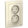 Розетка двойная SCHNEIDER ELECTRIC BLANCA с/у без заземления, со шторками, 16А, 250В, молочный BLNRS000122