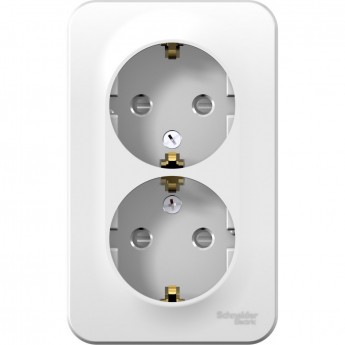 Розетка двойная SCHNEIDER ELECTRIC BLANCA с заземлением, со шторками, с изолирующей пластиной, 16А, 250В, белый