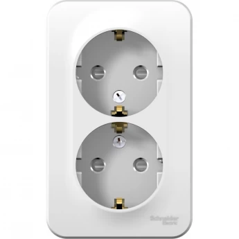 Розетка двойная SCHNEIDER ELECTRIC BLANCA с заземлением, со шторками, с изолирующей пластиной, 16А, 250В, белый