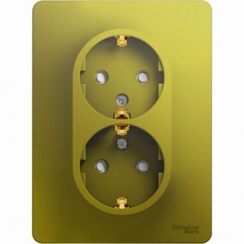 Розетка двойная SCHNEIDER ELECTRIC GLOSSA с заземлением, со шторками, в сборе, фисташковый