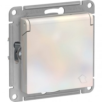 Розетка SCHNEIDER ELECTRIC ATLASDESIGN с заземлением, со шторками, с крышкой, механизм, жемчуг Розетка SCHNEIDER ELECTRIC ATLASDESIGN с заземлением, со шторками, с крышкой, механизм, жемчуг