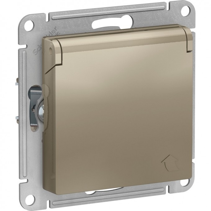 Розетка SCHNEIDER ELECTRIC ATLASDESIGN с заземлением, со шторками, с крышкой, механизм, шампань ATN000546 Розетка SCHNEIDER ELECTRIC ATLASDESIGN с заземлением, со шторками, с крышкой, механизм, шампань ATN000546
