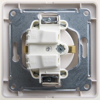 Розетка SCHNEIDER ELECTRIC GLOSSA с заземлением, со шторкой, в сборе, перламутр