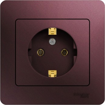 Розетка SCHNEIDER ELECTRIC GLOSSA с заземлением, в сборе, баклажановый