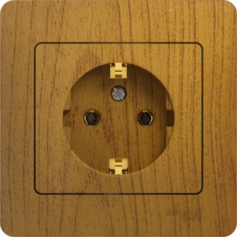 Розетка SCHNEIDER ELECTRIC GLOSSA с заземлением, в сборе, дерево дуб