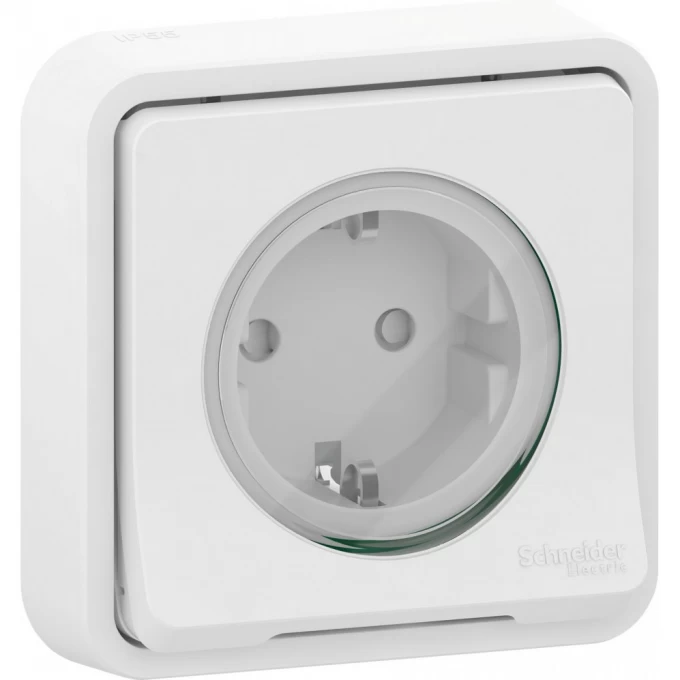 Розетка SCHNEIDER ELECTRIC MUREVA S в сборе, С/У с заземляющим контактом, с защитными шторками белый, IP55 MUR39132 Розетка SCHNEIDER ELECTRIC MUREVA S в сборе, С/У с заземляющим контактом, с защитными шторками белый, IP55 MUR39132