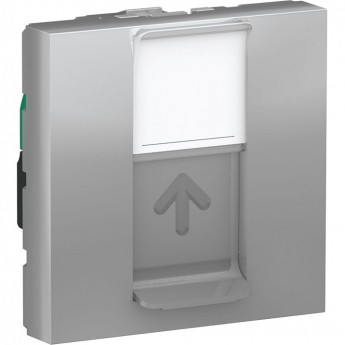 Розетка SCHNEIDER ELECTRIC UNICA NEW компьютерная, RJ45, одиночная, категория 5е UTP,2 модуля, алюминий