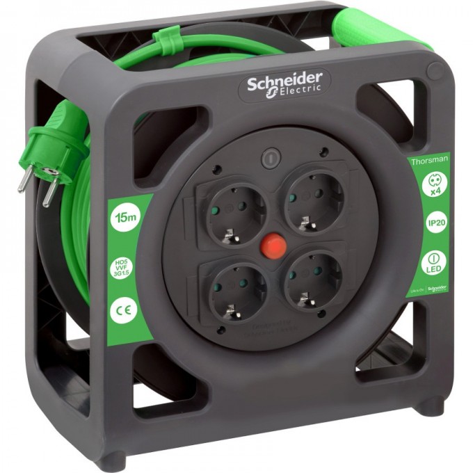 Удлинитель катушечный SCHNEIDER ELECTRIC THORSMAN 4 роз 15м 3х1.5 IP20 IMT33137 Удлинитель катушечный SCHNEIDER ELECTRIC THORSMAN 4 роз 15м 3х1.5 IP20 IMT33137