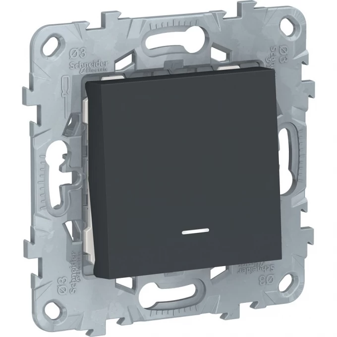 Выключатель 1-клавишный SCHNEIDER ELECTRIC UNICA NEW, с подсветкой, сх. 1а, антрацит NU520154N Выключатель 1-клавишный SCHNEIDER ELECTRIC UNICA NEW, с подсветкой, сх. 1а, антрацит NU520154N