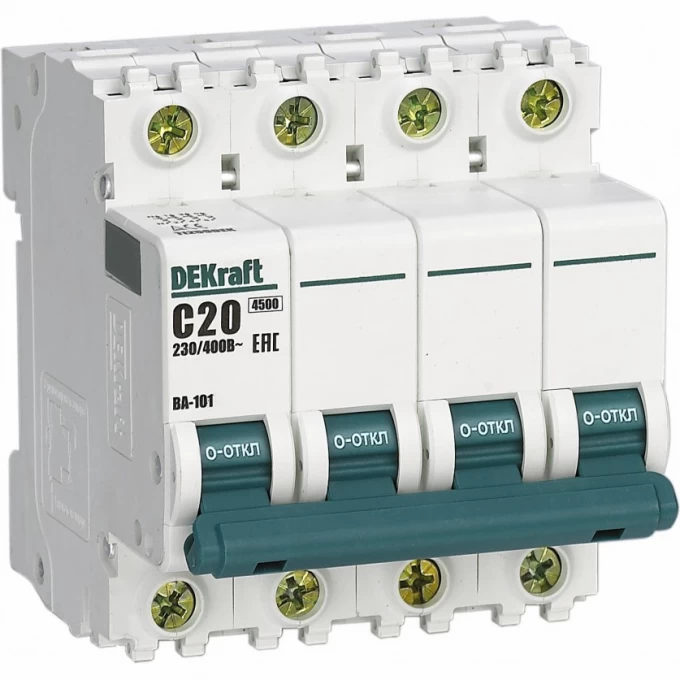 Автоматический выключатель SCHNEIDER ELECTRIC DEKRAFT 4Р 20А х-ка C ВА-101 4,5кА 11091DEK Автоматический выключатель SCHNEIDER ELECTRIC DEKRAFT 4Р 20А х-ка C ВА-101 4,5кА 11091DEK
