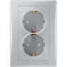 Розетка двойная SCHNEIDER ELECTRIC SEDNA, с зазем. конт., с защит. шторками, 16А, 250В, алюминий SDN3000760