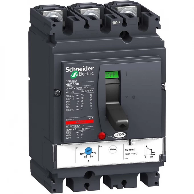 Автоматический выключатель 3П3Т SCHNEIDER ELECTRIC COMPACT TM80D NSX100F LV429631 Автоматический выключатель 3П3Т SCHNEIDER ELECTRIC COMPACT TM80D NSX100F LV429631