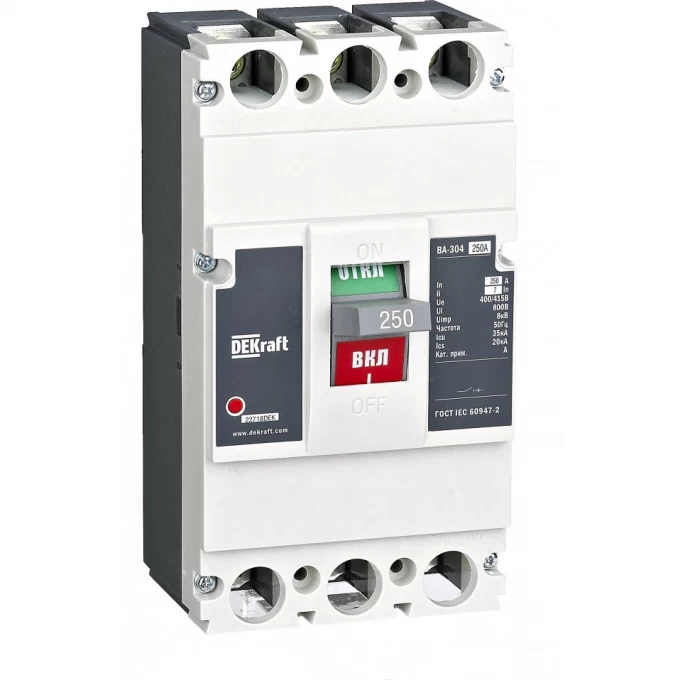 Автоматический выключатель SCHNEIDER ELECTRIC DEKRAFT 3P 250А 35кА 7In ВА-304L 22718DEK Автоматический выключатель SCHNEIDER ELECTRIC DEKRAFT 3P 250А 35кА 7In ВА-304L 22718DEK