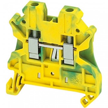 Клеммник винтовой с заземлением SCHNEIDER ELECTRIC LINERGY, сечением провода 4ММ2, 2 точки подключения, желтый/зеленый