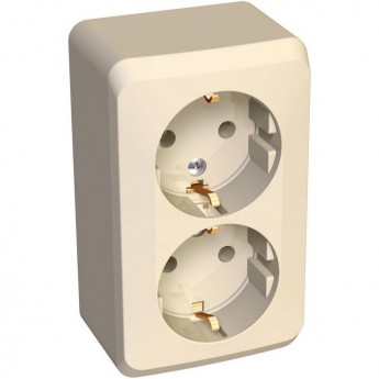 Розетка двойная SCHNEIDER ELECTRIC ЭТЮД с заземлением без шторок 16А 250B, кремовый, Россия