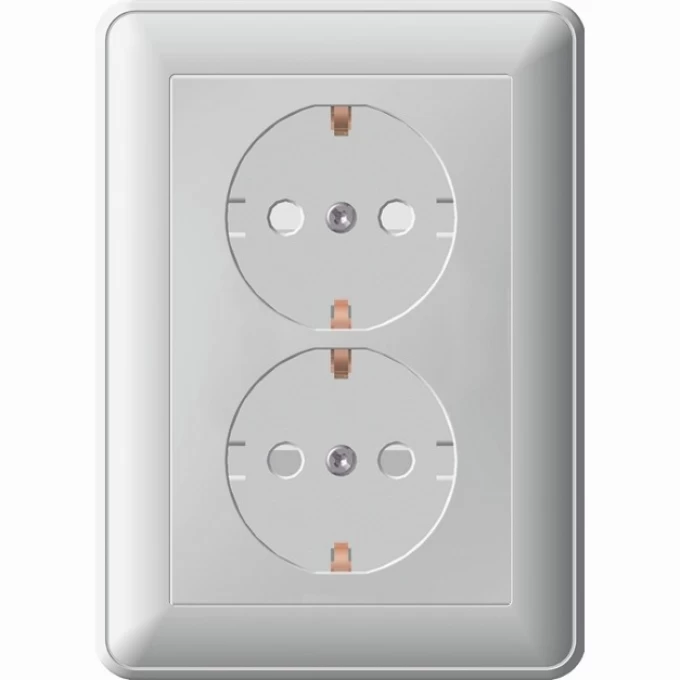 Розетка двойная SCHNEIDER ELECTRIC W59 с заземлением со шторками, 16А, в сборе, слоновая кость RS16-255-28