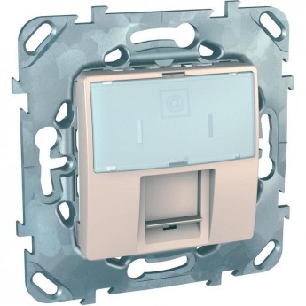 Розетка компьютерная SCHNEIDER ELECTRIC UNICA, RJ45, одиночная, с полем для надписи, кат. 5е, БЕЖЕВЫЙ