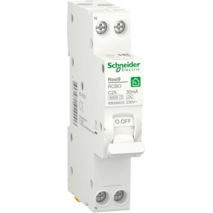Выключатель автоматический SCHNEIDER ELECTRIC RESI9 дифференциального тока, 2п C 25А 6000А 30мА тип A 18мм R9D88625 Выключатель автоматический SCHNEIDER ELECTRIC RESI9 дифференциального тока, 2п C 25А 6000А 30мА тип A 18мм R9D88625
